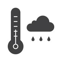 ícone de glifo do tempo de outono. símbolo da silhueta. termômetro e nuvem chuvosa. espaço negativo. ilustração isolada do vetor