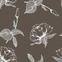 desatado padrão, contorno flores, folhas e plantas dentro pastel tons. abstrato fundo para têxtil, imprimir. vetor