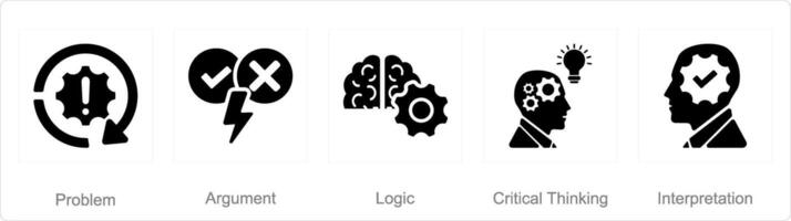 uma conjunto do 5 crítico pensando ícones Como problema, argumento, lógica vetor
