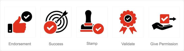 uma conjunto do 5 marca de verificação ícones Como endosso, sucesso, carimbo vetor