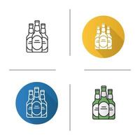 ícone de garrafas de cerveja. design plano, estilos lineares e de cores. ilustrações vetoriais isoladas vetor