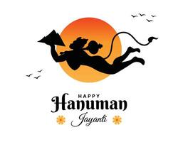 feliz Hanuman Jayanti festival, celebração do a nascimento do senhor hanuman, cumprimento cartão postar vetor