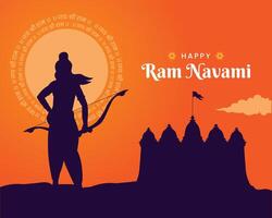 hindu festival feliz RAM navami celebração cumprimento cartão bandeira Projeto vetor