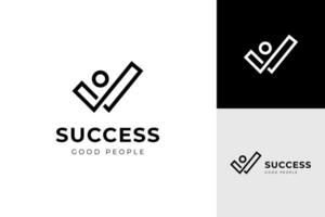 pessoas de sucesso nos negócios verificam design de logotipo, símbolo de ícone de bom serviço humano, elemento de logotipo de verificação de saúde de análise vetor
