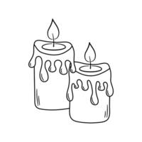 fofa queimando velas com cera. mão desenhado rabisco vetor ilustração.