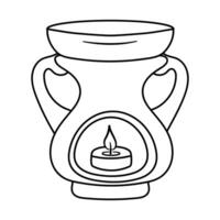 aroma luminária com vela para spa e aromaterapia. mão desenhado rabisco vetor ilustração.