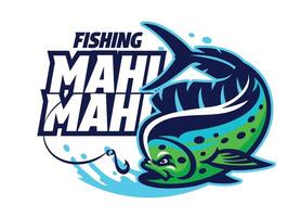 pescaria mahi-mahi logotipo mascote Projeto vetor