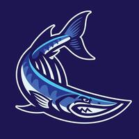 barracuda peixe esporte mascote desenho animado vetor