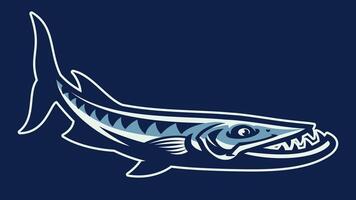 barracuda peixe mascote desenho animado ilustração vetor