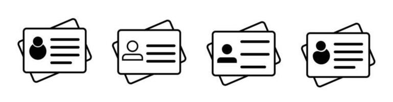 conjunto de ícones de cartão de identificação, símbolo de cartão de identificação de carteira de motorista, curso editável. ilustração vetorial vetor