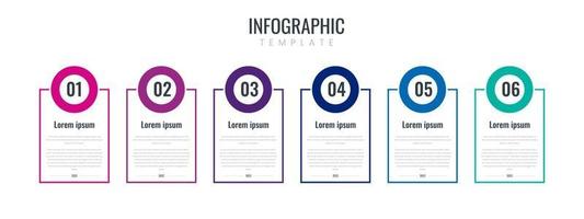 vetor infográfico design de linha fina com ícones e 6 opções ou etapas. infográficos para o conceito de negócio. pode ser usado para banners de apresentações, layout de fluxo de trabalho, diagrama de processo, fluxograma, gráfico de informações