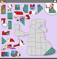 jogo de quebra-cabeça com desenho animado do papai noel com presentes vetor