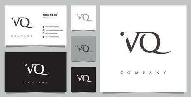logotipo vq inicial e cartão de visita vetor