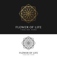 modelo de design de logotipo de geometria sagrada de luxo elegante flor da vida vetor