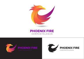 logotipo gradiente de fogo Phoenix vetor
