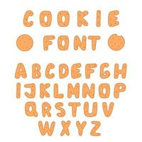 letras de biscoito, fonte de biscoito de chocolate isolada no fundo branco. ilustração vetorial vetor