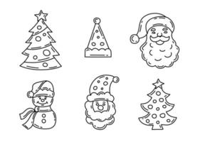 Conjunto de ícones de doodle de feliz Natal. ilustração em vetor tema ano novo