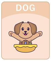 alfabeto flashcard com personagem de desenho animado de cachorro fofo. vetor