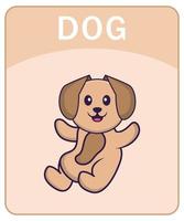 alfabeto flashcard com personagem de desenho animado de cachorro fofo. vetor