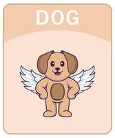 alfabeto flashcard com personagem de desenho animado de cachorro fofo. vetor