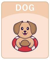 alfabeto flashcard com personagem de desenho animado de cachorro fofo. vetor