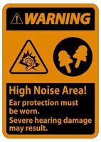 sinal de aviso deve ser usada proteção auditiva na área de alto ruído, podem ocorrer graves danos à audição vetor