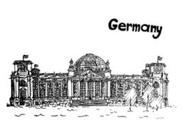 esboço de trabalho de vetor governo alemão antigo edifício