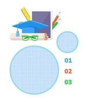 conjunto de elementos de design gráfico infográfico de qualificação pós-escola superior vetor