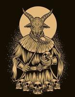 ilustração baphomet deus com caveira vetor