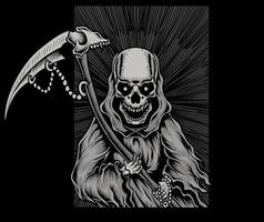ilustração assustador crânio anjo da morte vetor
