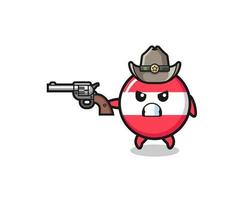 o cowboy da bandeira austríaca atirando com uma arma vetor