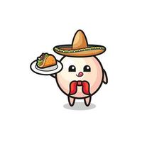 pérola mascote mexicano do chef segurando um taco vetor