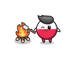 personagem da bandeira da polônia está queimando marshmallow vetor