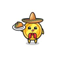 medalha mascote do chef mexicano segurando um taco vetor