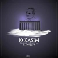 ilustração vetorial. 10 kasim data comemorativa 10 de novembro dia da morte mustafa kemal ataturk, primeiro presidente da república turca. tradução turco. 10 de novembro, respeite e lembre-se. vetor