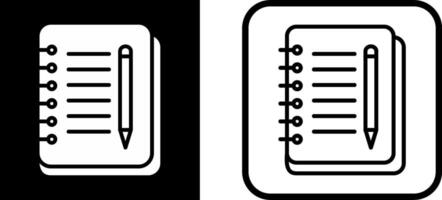 ícone de vetor de caderno e caneta