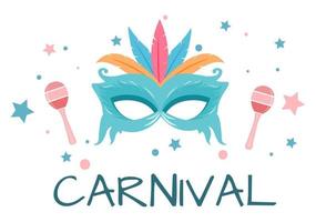 ilustração em vetor fundo celebração feliz carnaval. festival do povo com festa colorida, confete, dança, música e fantasias coloridas para pôster