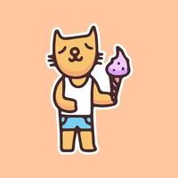 gato fofo com cupcake e personagem de desenho animado kawaii 1846687 Vetor  no Vecteezy