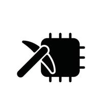 ícone de glifo de mineração de CPU vetor