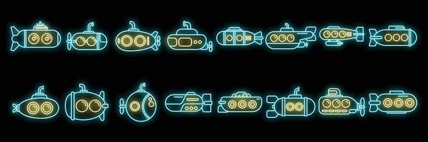 conjunto de ícones de batiscafo vector neon