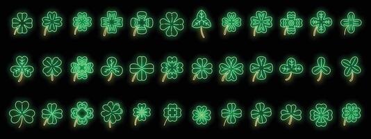 conjunto de ícones de trevo vetor neon