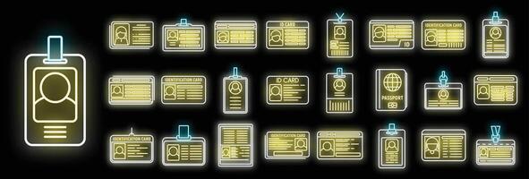 conjunto de ícones de cartão de identificação vector neon