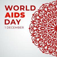 1 de dezembro, dia mundial da aids, banner ou modelo de cartão e fundo com mandala vetor