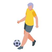 Treinamento futebol tiro ícone isométrico vetor. aposentadoria pessoa vetor