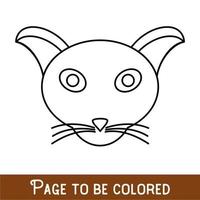 cara engraçada do gato para ser colorida, o livro de colorir para crianças pré-escolares com nível de jogo educacional fácil, médio. vetor