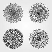 definir elementos de decoração de arte de mandala de padrão circular vetor