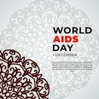 1 de dezembro, dia mundial da aids, banner ou modelo de cartão e fundo com mandala vetor