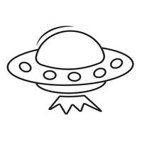 espaço transporte UFO Preto contorno. mundo UFO dia, estilo doodle vetor ilustração, coloração livro.