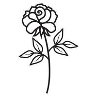 isolado rosa flor, vetor ilustração Preto contorno, coloração em uma branco fundo