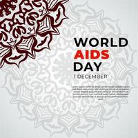 1 de dezembro, dia mundial da aids, banner ou modelo de cartão e fundo com mandala vetor